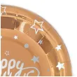 talerzyki papierowe happy birthday rozowe zloto partypal 23 cm 6 szt