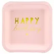 talerzyki papierowe happy birthday rozowy jasny partydeco 14 cm 6 szt