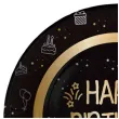 talerzyki papierowe happy birthday shining glam czarno zloty folat 23 cm 8 szt