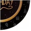 talerzyki papierowe happy birthday shining glam czarno zloty folat 23 cm 8 szt