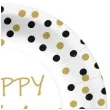 talerzyki papierowe happy birthday zlote konfetti paw 23 cm 10 szt