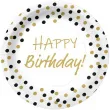 talerzyki papierowe happy birthday zlote konfetti paw 23 cm 10 szt