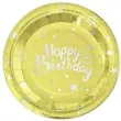 talerzyki papierowe happy birthday zlote partypal 18 cm 6 szt