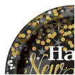 talerzyki papierowe happy new year czarne unique 18 cm 8 szt