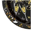 talerzyki papierowe happy new year czarne unique 18 cm 8 szt