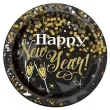 talerzyki papierowe happy new year czarne unique 18 cm 8 szt