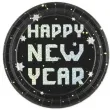 talerzyki papierowe happy new year nowy rok srebrno czarny partypal 18 cm 6 szt