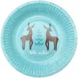 talerzyki papierowe hello winter swiateczne renifery niebieski jasny godan 18 cm 6 szt