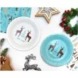 talerzyki papierowe hello winter swiateczne renifery niebieski jasny godan 18 cm 6 szt