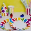 talerzyki papierowe kolorowe paski mix kraszek 18 cm 6 szt