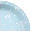 talerzyki papierowe korony i kropki blekitne paw 18 cm 10 szt