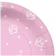 talerzyki papierowe korony i kropki rozowe paw 18 cm 10 szt