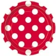 talerzyki papierowe kropki czerwone 18 cm 8 szt