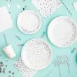 talerzyki papierowe kropki srebrne biale partypal 18 cm 6 szt