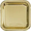 talerzyki papierowe kwadrat metalic zlote metaliczne 23 cm 8 szt