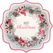 talerzyki papierowe merry christmas ostrokrzew z czerwonymi owocami santex 21 cm 10 szt