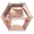 talerzyki papierowe merry christmas rozowe zloto 27 cm 8 szt