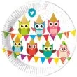 talerzyki papierowe party z sowkami procos 23 cm 8 szt