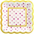 talerzyki papierowe pink dots amscan 14 cm 36 szt