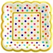 talerzyki papierowe rainbow dots amscan 14 cm 36 szt