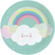 talerzyki papierowe tecza i chmurka amscan 23 cm 8 szt