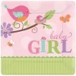 talerzyki papierowe tweet baby girl kwadratowe 18 cm 8 szt