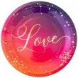 talerzyki papierowe walentynki love fioletowe partypal 18 cm 6 szt