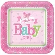 talerzyki papierowe welcome baby girl amscan 18 cm 8 szt