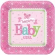 talerzyki papierowe welcome baby girl amscan 27 cm 8 szt