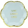 talerzyki papierowe yummy live laugh love niebieski jasny partydeco 13 cm 6 szt
