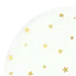 talerzyki papierowe zlote gwiazdki biale partypal 18 cm 6 szt