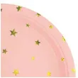 talerzyki papierowe zlote gwiazdki rozowe partypal 18 cm 6 szt