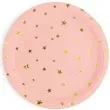 talerzyki papierowe zlote gwiazdki rozowe partypal 18 cm 6 szt