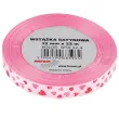 tasiemka satynowa serduszka w kropki i paski rozowy brewis 12 mm 22 m