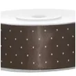 tasiemka satynowa w kropki brazowa zimna 25 mm 25 m