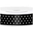 tasiemka satynowa w kropki czarna 12 mm 25 m