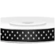tasiemka satynowa w kropki czarna 6 mm 25 m