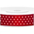 tasiemka satynowa w kropki czerwona 12 mm 25 m