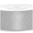 tasiemka satynowa w kropki srebrna 25 mm 25 m