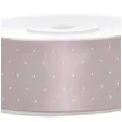tasiemka satynowa w kropki szaro rozowa pudrowa 25 mm 25 m