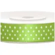 tasiemka satynowa w kropki zielone jabluszko 12 mm 25 m