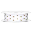 tasiemka satynowa zlote gwiazdki 18mm 10m