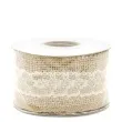 tasma dekoracyjna jutowa z koronka brazowa partydeco 500 x 5 cm