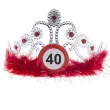 tiara urodziny 40 traffic birthday srebrno czerwona