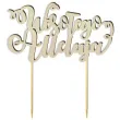 topper drewniany wesolego alleluja z zawijasem 17 5 cm