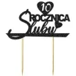 topper papierowy 10 rocznica slubu czarny brokat 15 5 x 17 5 cm