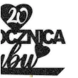 topper papierowy 20 rocznica slubu czarny brokat 15 5 x 17 5 cm