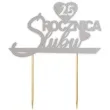 topper papierowy 25 rocznica slubu srebrny 15 5 x 17 5 cm
