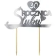 topper papierowy 30 rocznica slubu srebrny metalic 15 5 x 17 5 cm