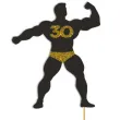 topper papierowy 30 urodziny hot man kulturysta czarny z oty brokat 11 5 x 20 cm